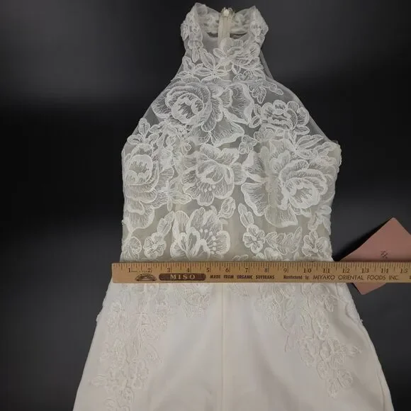 NWT Anthropologie BHLDN Nouvelle Amsale Lace Halter Modern Wedding Jumpsuit  0